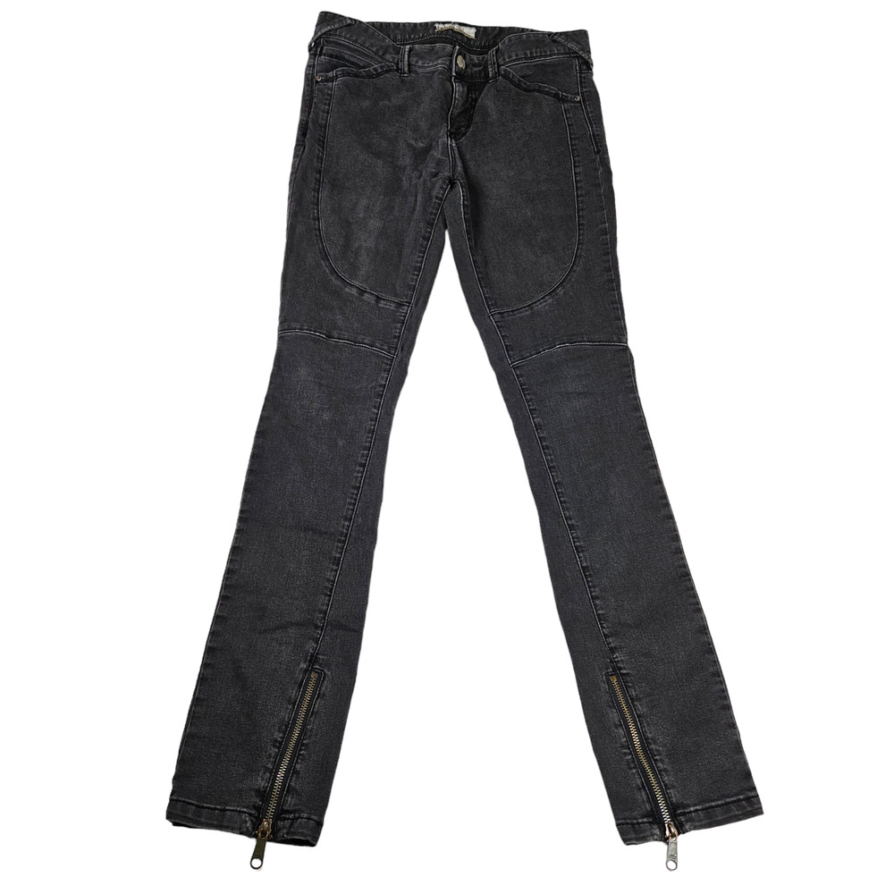 Free People Low Rise Seamed Moto Ankle Zip Skinny Jeans